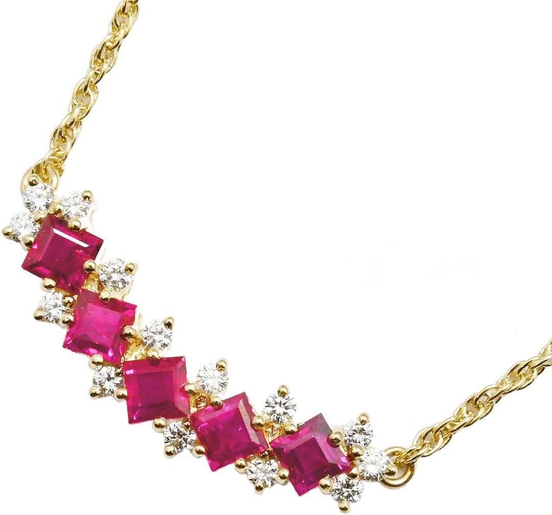 ミキモト MIKIMOTO K18YG イエローゴールド ルビー ダイヤ ネックレス